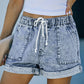 Drawstring Pocket Design Denim Shorts