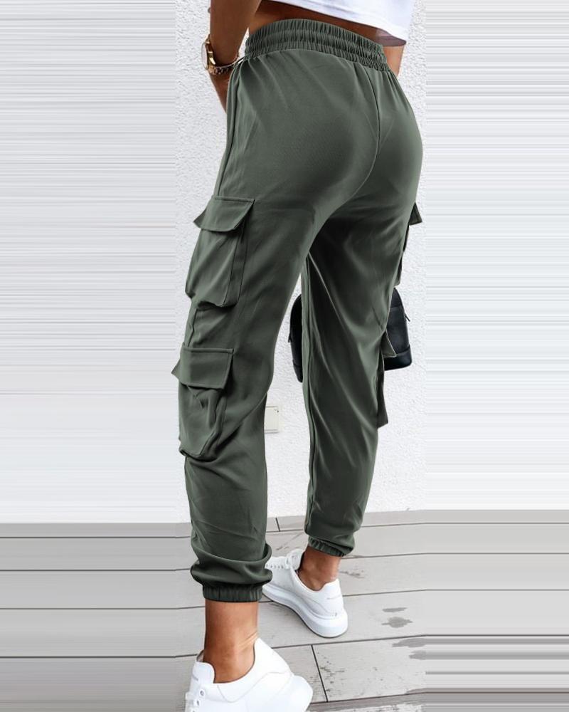 Pocket Design Cuffed Cargo Pants