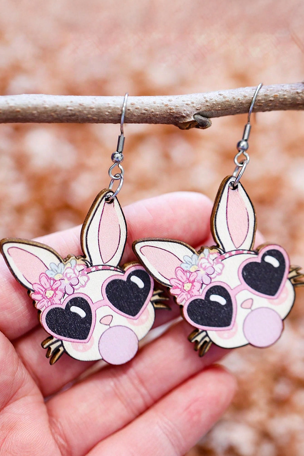 Light Pink Easter Rabbit Hook Dangle Earrings
