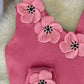 Floral Pattern Beaded Skew Neck Knit Tank Top