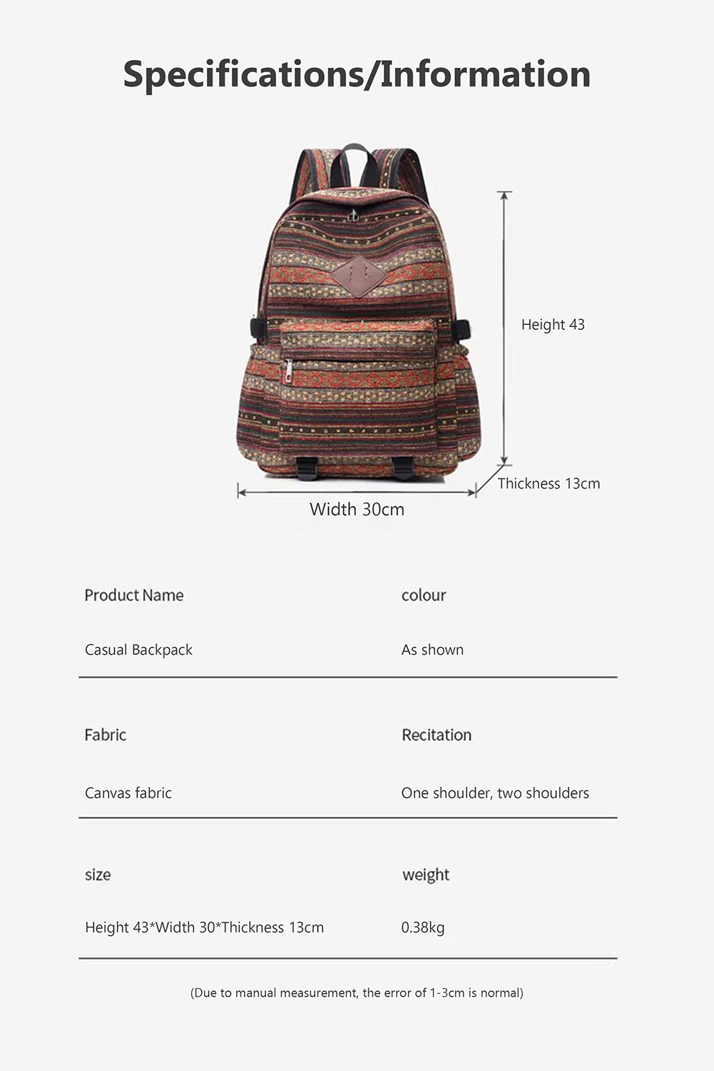 Coffee Vintage Pattern Multi Compartment Large Capacity Backpack