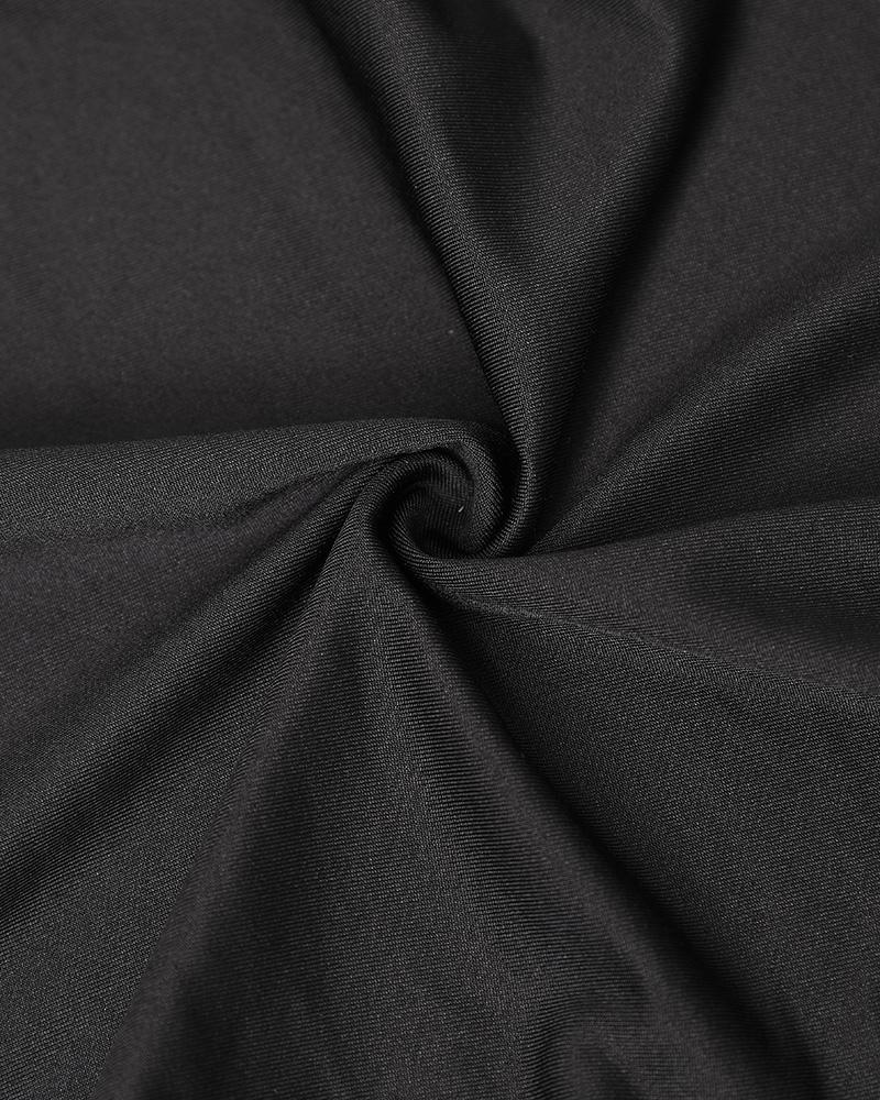 Contrast Sequin Ruched V Neck Bodycon Dress