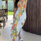Tropical Coconut Tree Print Backless Asymmetrical Dress