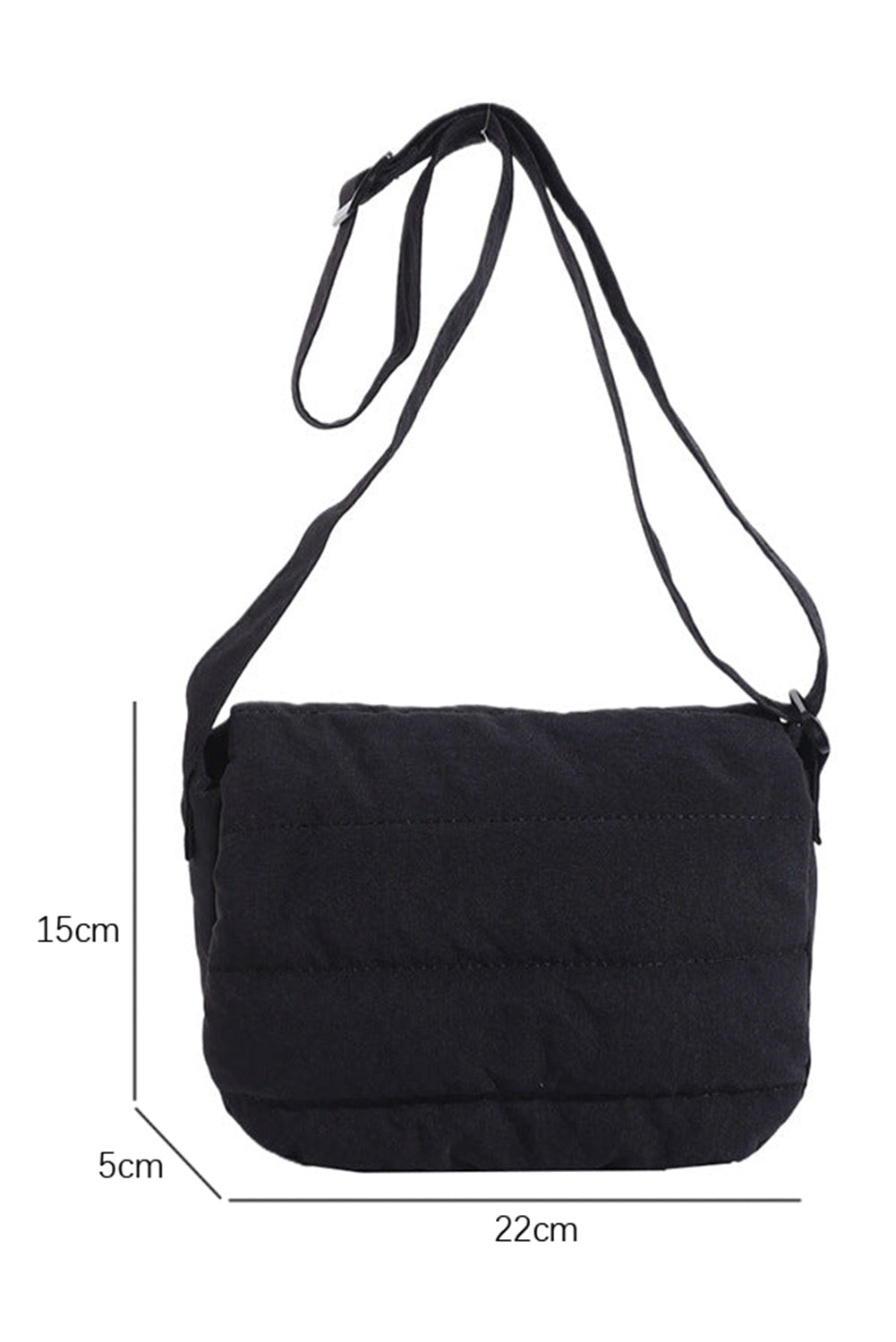 Black Solid Minimalist Foldover Puffer Crossbody Bag