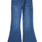 Blue Elastic High Waist Flare Jeans