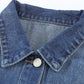 Blue Lapel Distressed Raw Hem Buttons Denim Jacket