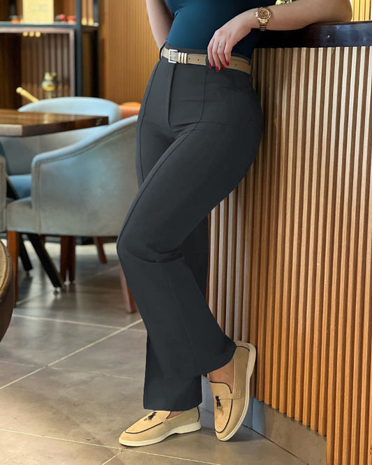 High Waist Straight Leg Work Pants Business Casual Trousers