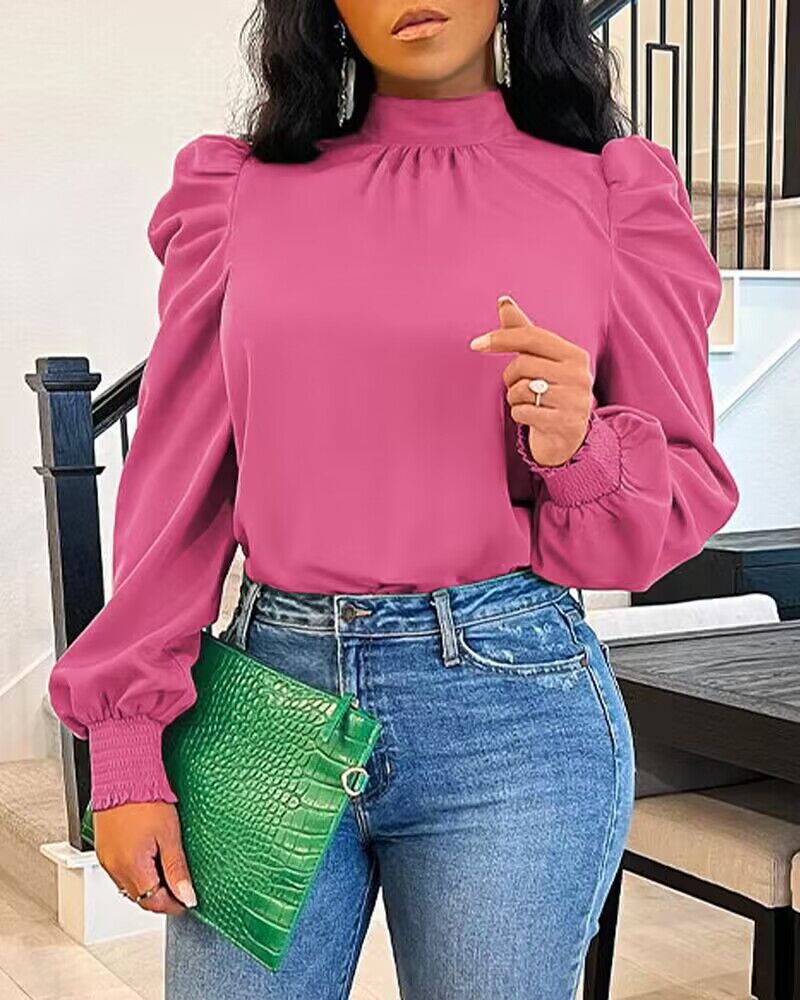 Tie Back Shirred Puff Sleeve Top