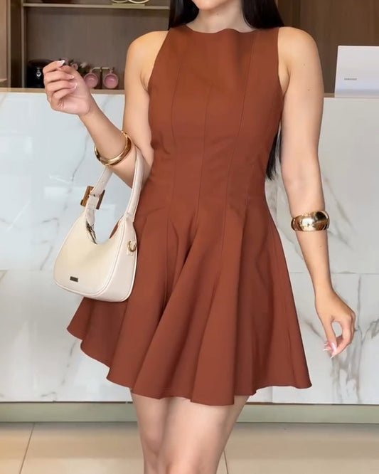 Boat Neck Sleeveless Chic Slim Fit Skirt