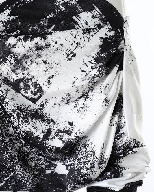 Tie Dye Print Cold Shoulder Slit Wide Leg Jumpsuit