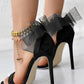 Bowknot Design Pearls Ankle Strap Stiletto Heeled Sandals