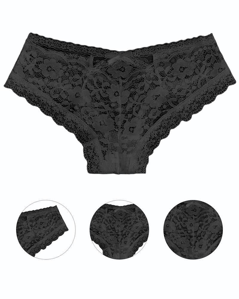 Bowknot Decor Criss Cross Cutout Lace Panty