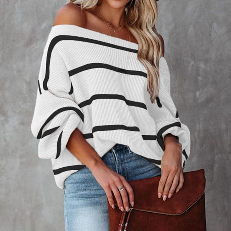 Low Neck Sweater/Long Sleeve Sweater/Loose Sweater
