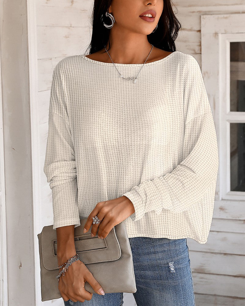 Chain Strap Twisted Backless Waffle Knit Top