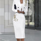Sequin Floral Blazer Coat & Slit Skirt Set