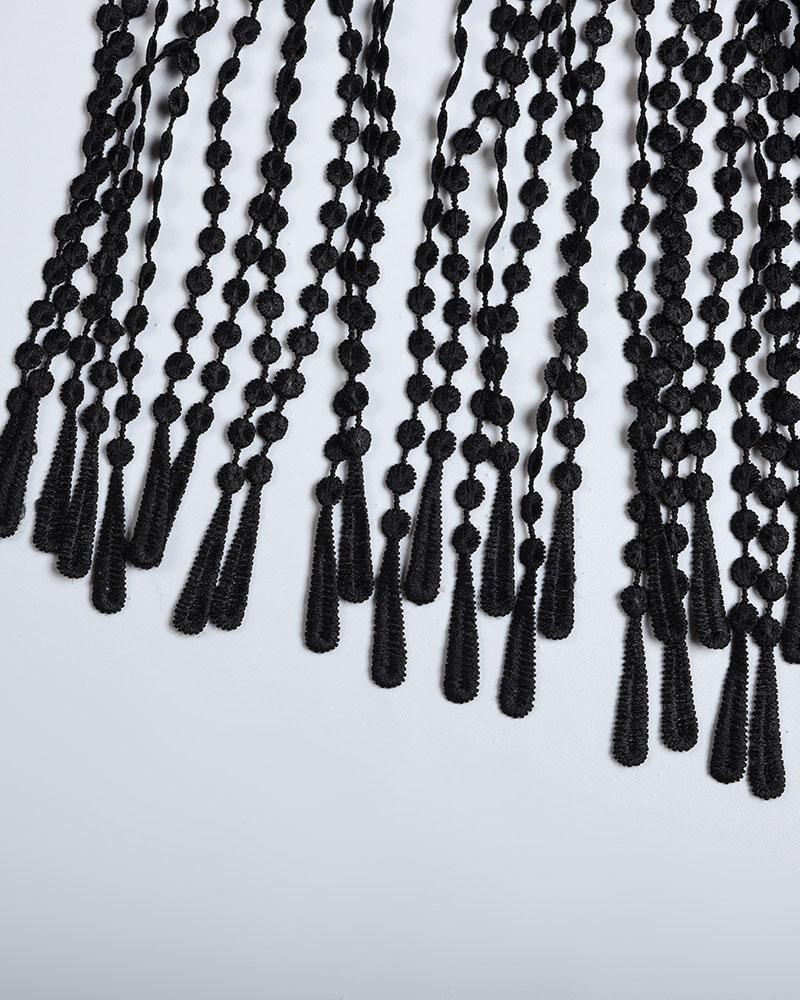 Tassel Decor Lace Christmas Lingerie Set With Gloves