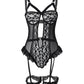 Cutout Backless Lace Garter Teddy With Leg Rings