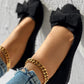 Round Toe Bowknot Decor Slip On Loafers