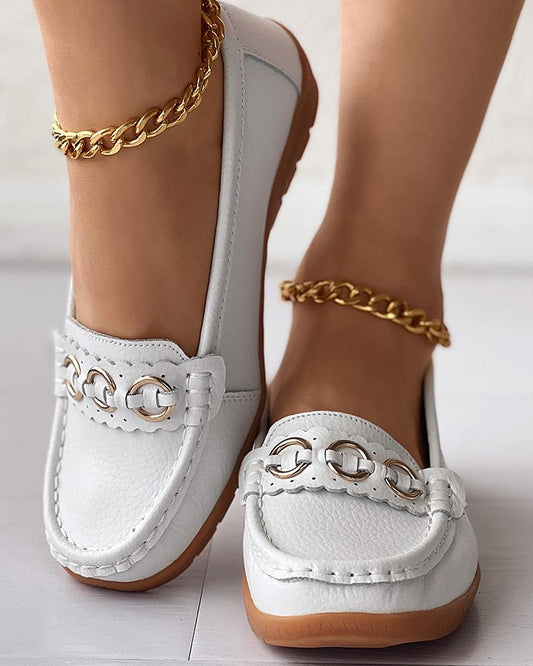 O Ring Decor Comfort Casual Wedge Loafers