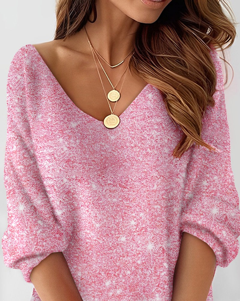 Leopard Print Colorblock V Neck Casual Dress