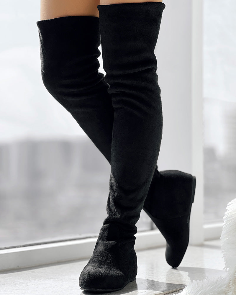 Over The Knee Round Toe Boots
