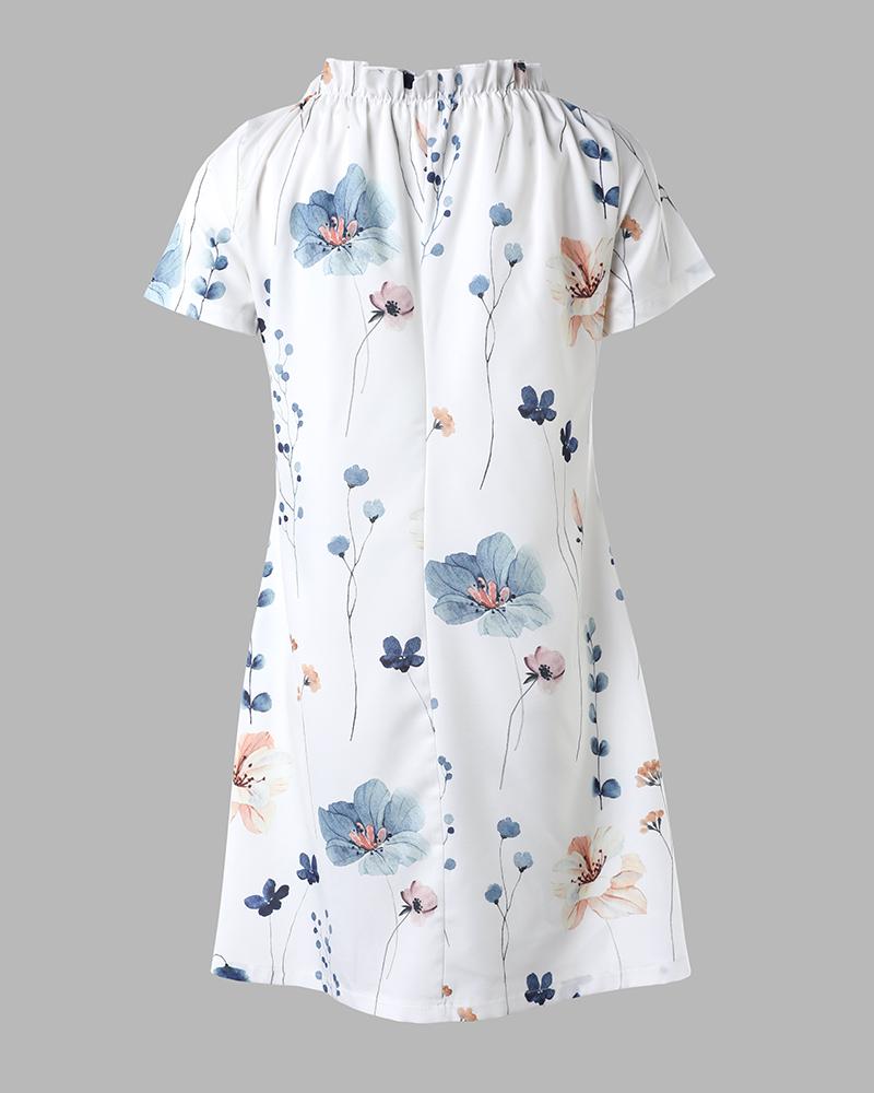 Floral Print Tied Detail Casual Dress
