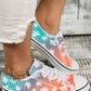 Coconut Tree Print Ombre Frayed Canvas Sneakers