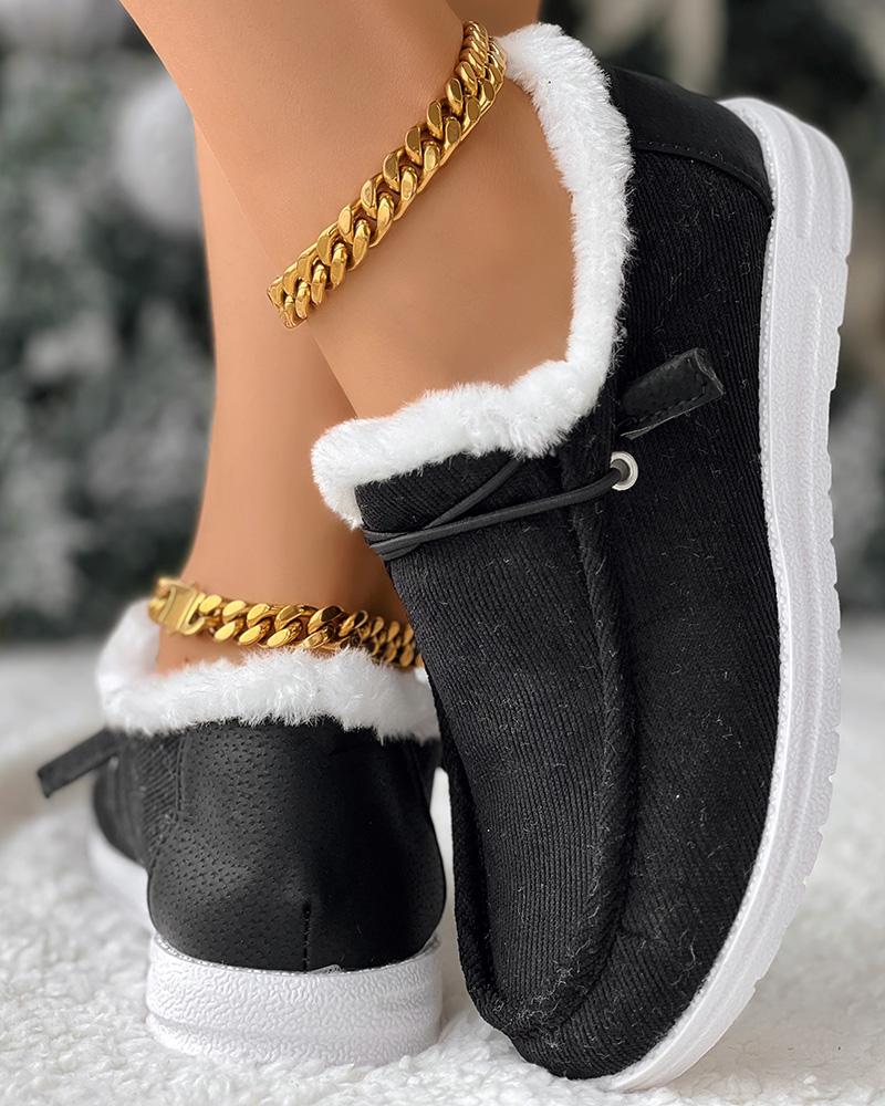 Lace up Ankle Boots Fuzzy Lined Bootie Loafers