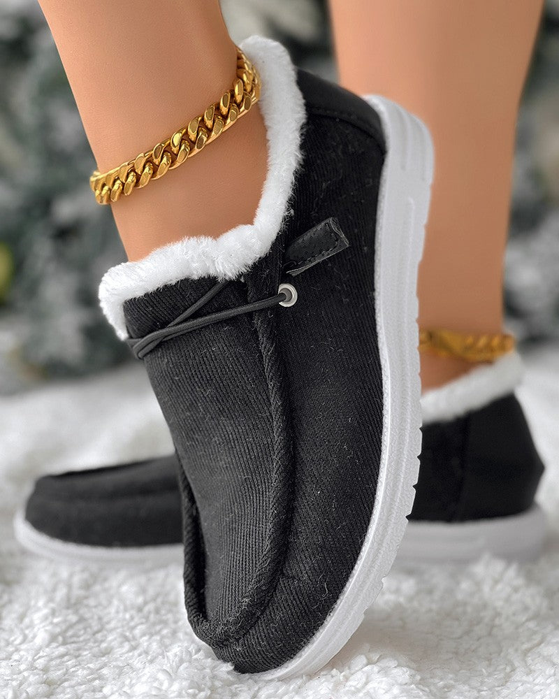 Lace up Ankle Boots Fuzzy Lined Bootie Loafers