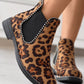 Round Toe Cheetah Ankle Boots
