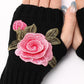1Pair Floral Embroidery Fingerless Winter Knit Warm Gloves