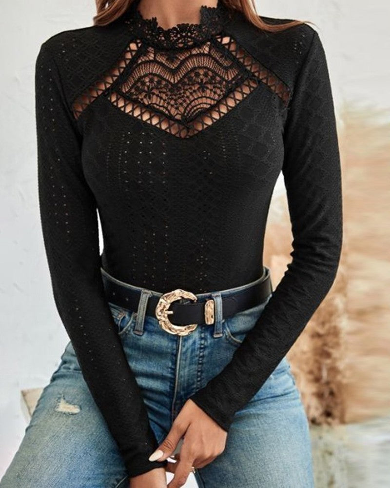 Eyelet Embroidery Hollow out Crochet Lace Top
