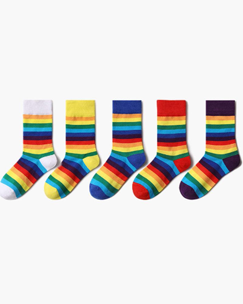 1Pair Rainbow Stripe Party Pride Month Socks