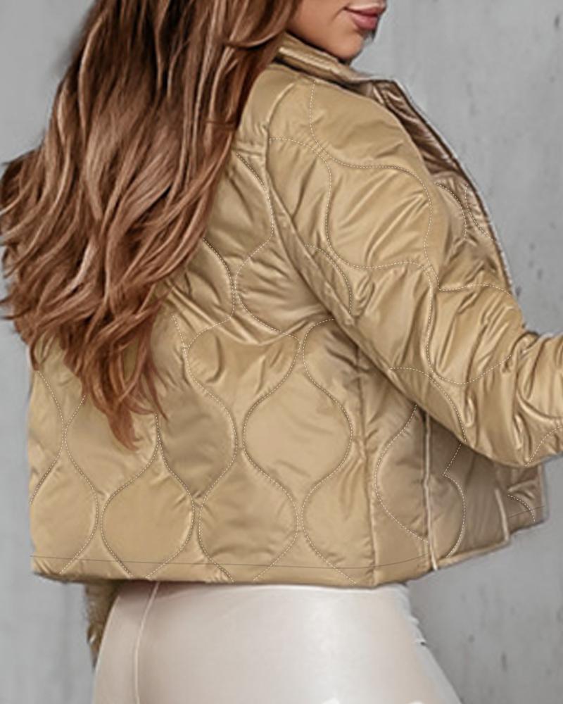 Pocket Design Buttoned Quilted Puffer Jacket