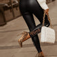Contrast Lace Zipper Detail Skinny PU Leather Pants