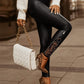 Contrast Lace Zipper Detail Skinny PU Leather Pants