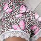 Leopard Butterfly Print Crochet Lace Cami Set