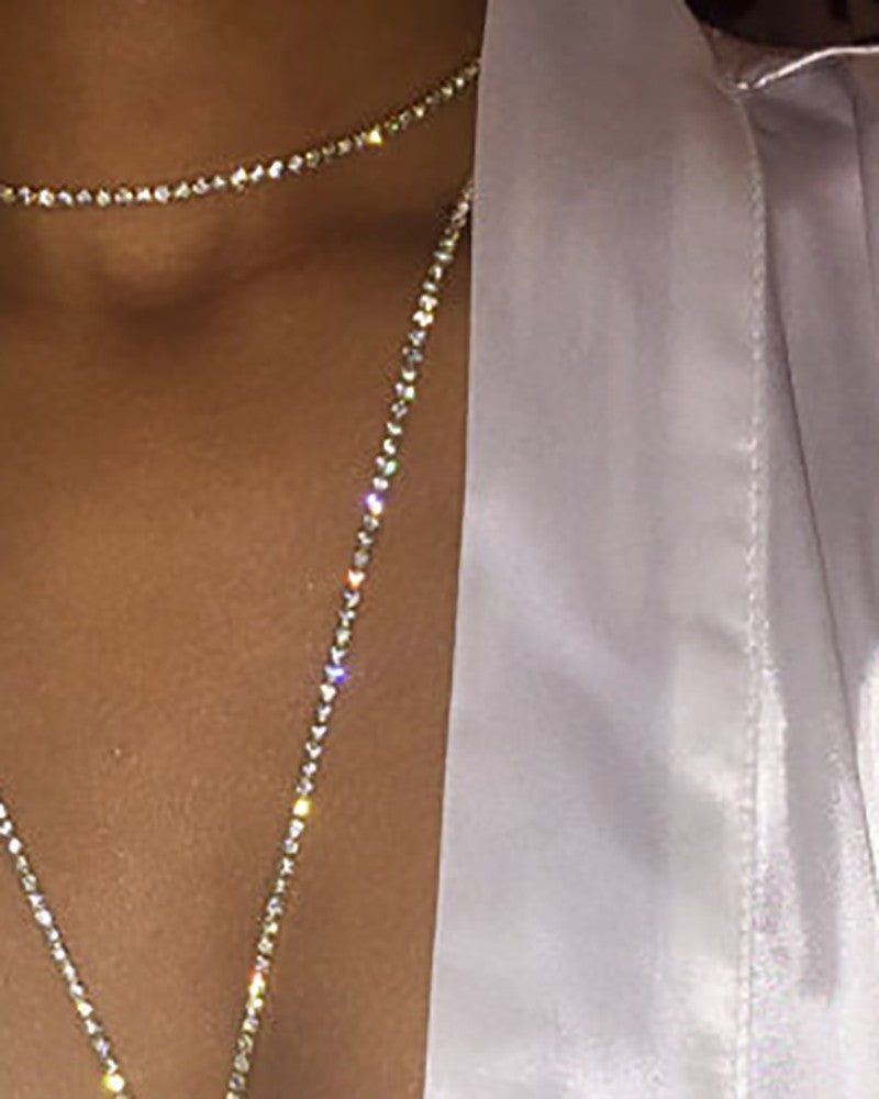 1PCS Allover Rhinestone Bling Choker Necklace