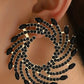 1Pair Rhinestone Floral Shape Personality Hoop Earrings Fashion Evening Jewelry