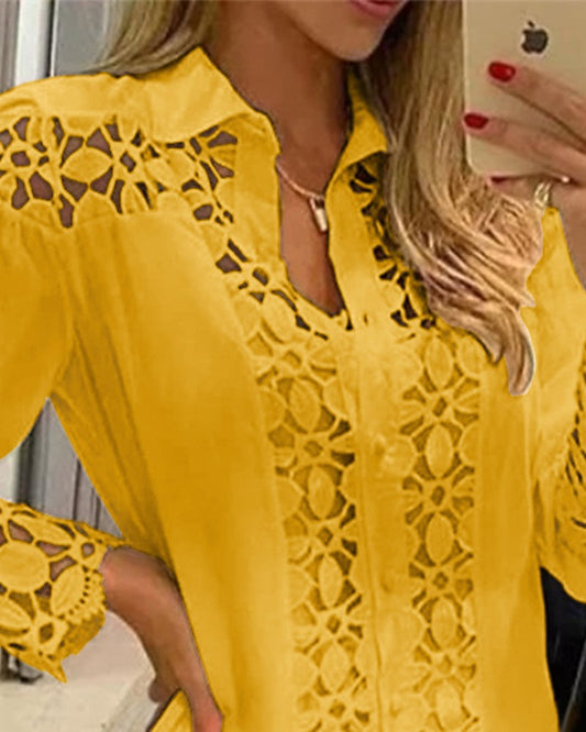 Guipure Lace Patch Shirt Dress With Cami Dress