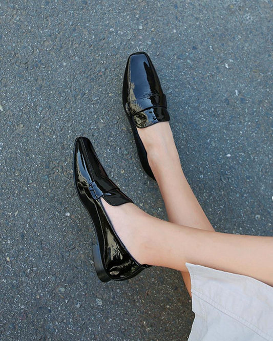 Polished Square Toe Chunky Loafers