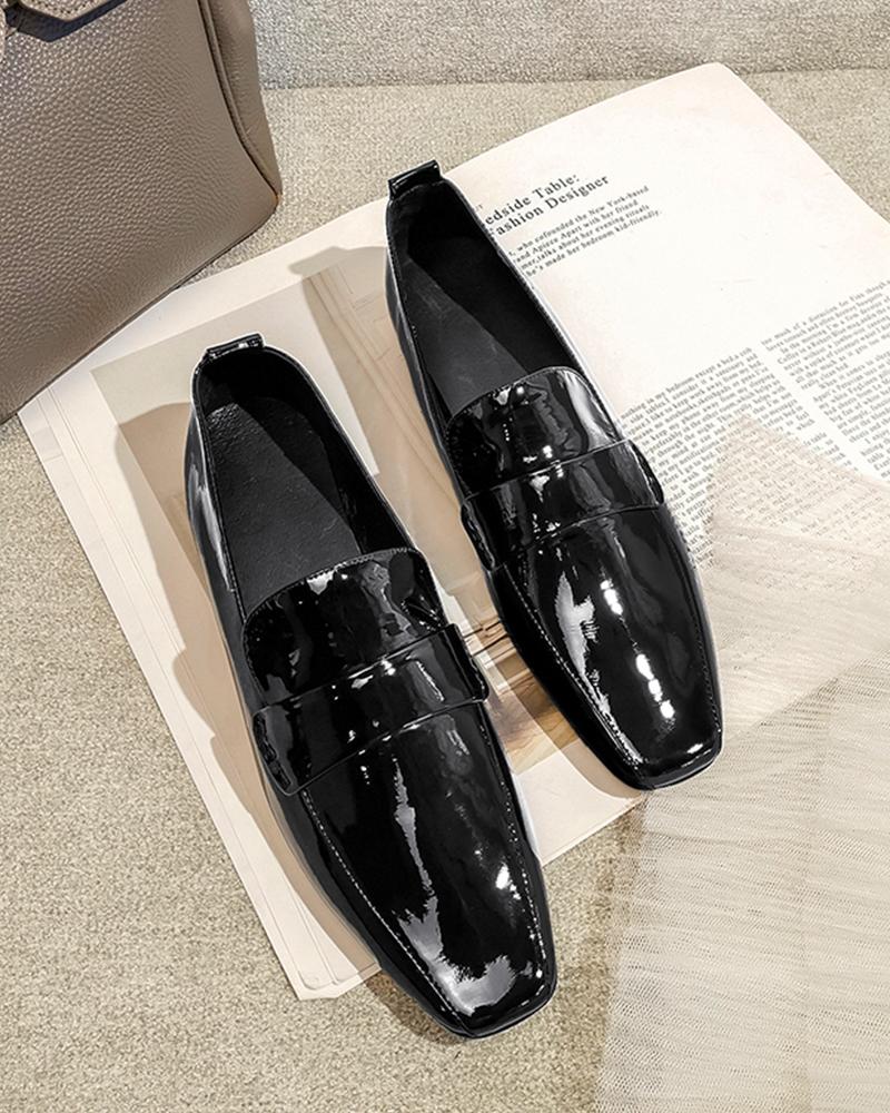 Polished Square Toe Chunky Loafers