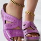 Hollow Floral Embroidery Cross Stitching Wedge Sandals