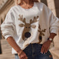 Christmas Cartoon Elk Metallic Long Sleeve Sweatshirt