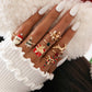 8pcs Christmas Santa Tree Gift Elk Candy Cane Rings Set