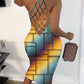 Rainbow Ombre Denim Look Print Backless Bodycon Dress