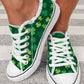 St. Patrick's Day Deep Green Clover Print Fringe Hem Canvas Sneakers