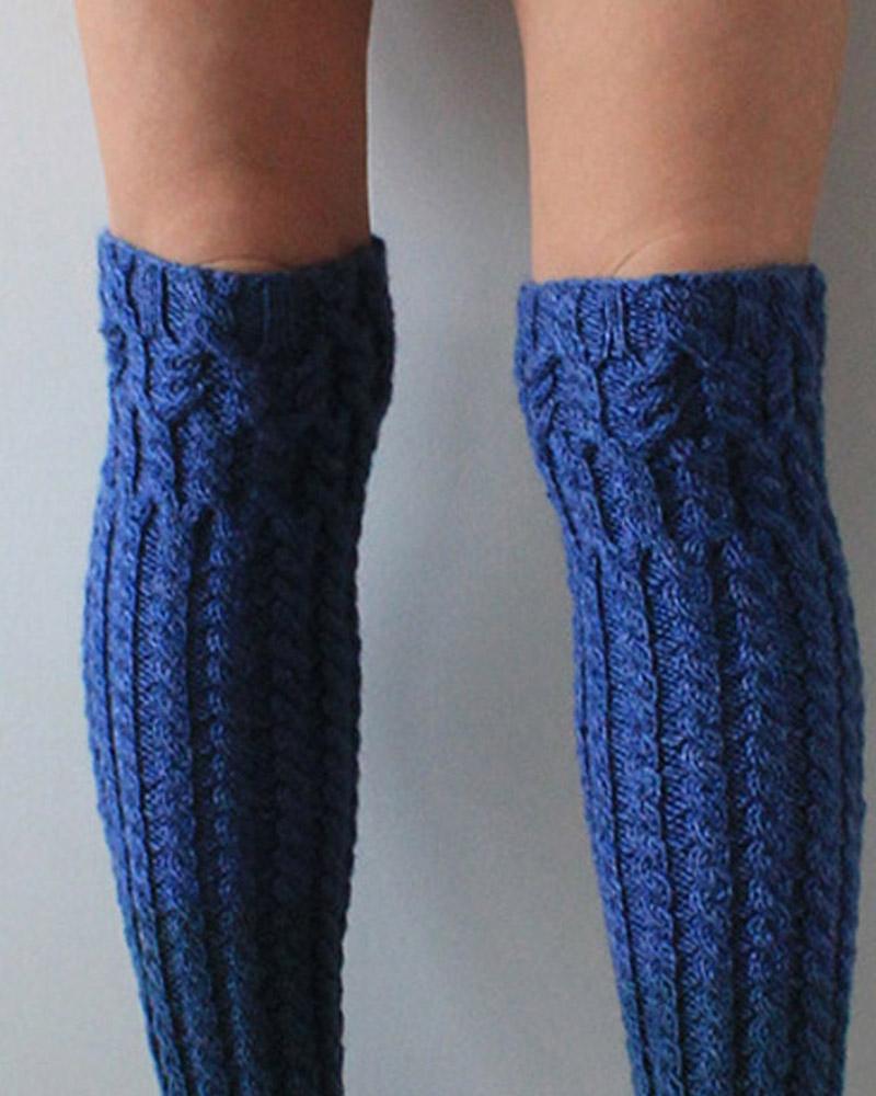 1Pair Thigh High Cable Knit Leg Warmers Long Boot Socks