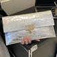 Crocodile Press Lock Envelop Flap Clutch Bag