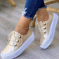 Button Decor Lace up Sneakers